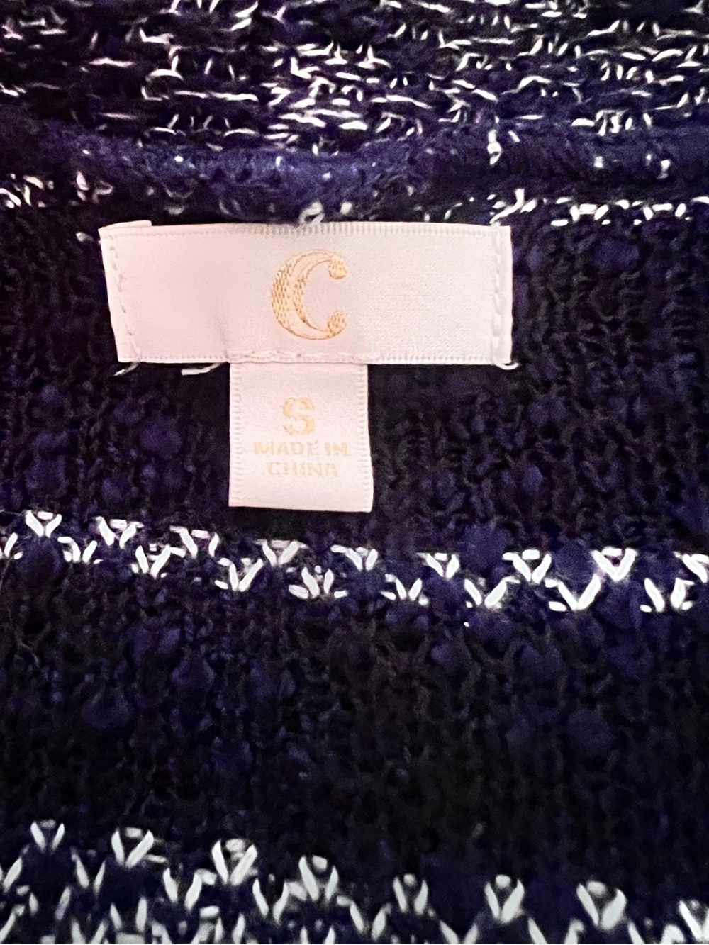C Open-Front Aztec Cardigan Sweater - Black & White - Picture 4 of 4